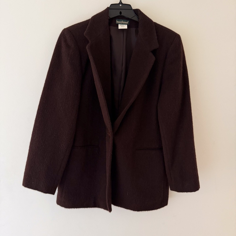 Vtg Wool Alpaca Blend‎ Slouchy Blazer Jacket Brown Size 14 Dark Academia 90s